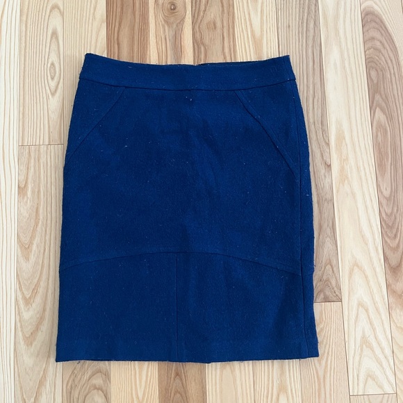 Blue Melanie Lynn Wool Blend Pencil Skirt - Picture 1 of 2